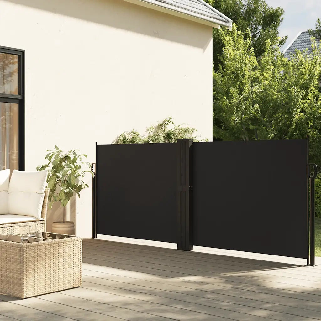 Tenda da Sole Laterale Retrattile-Tenda parasole per balcone per giardino Nera 140x1000 cm 491022