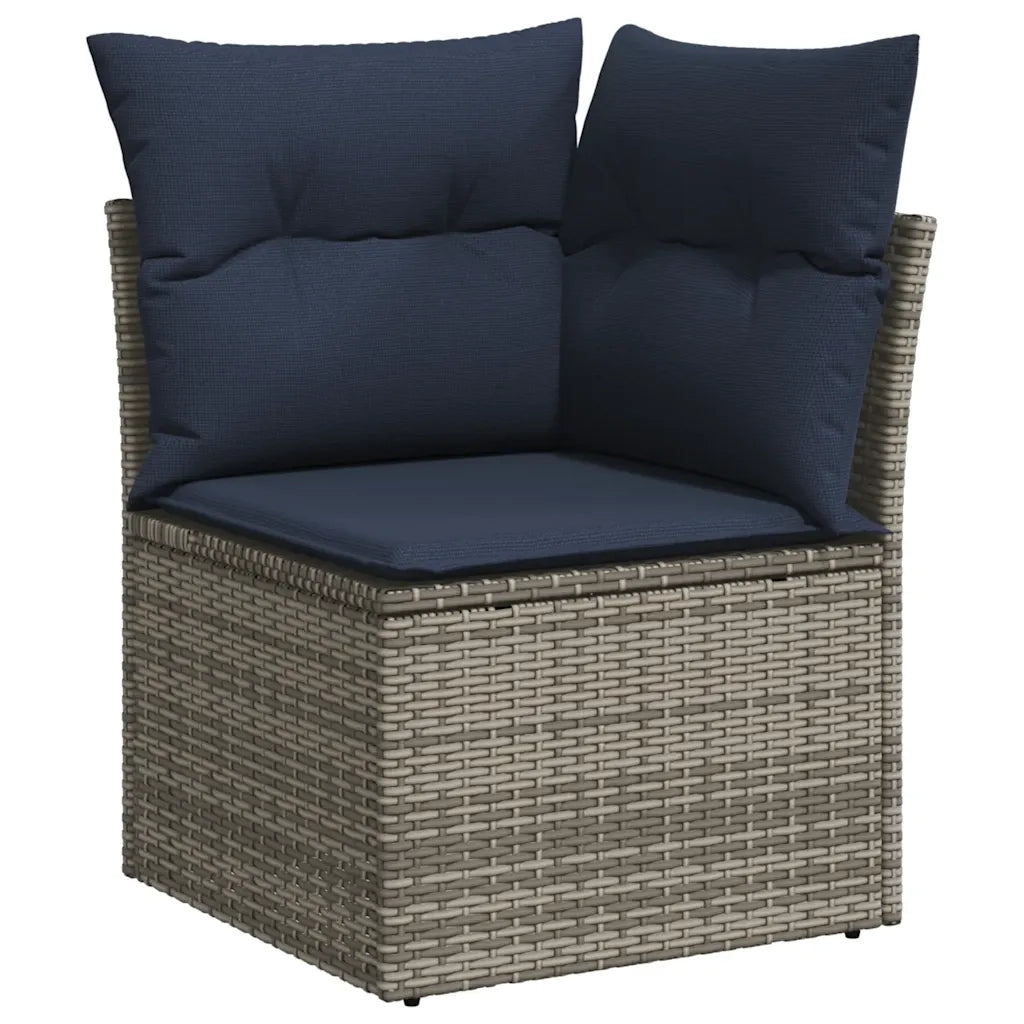 Set Divani da Giardino 9 pz con Cuscini Grigio in Polyrattan 3225102
