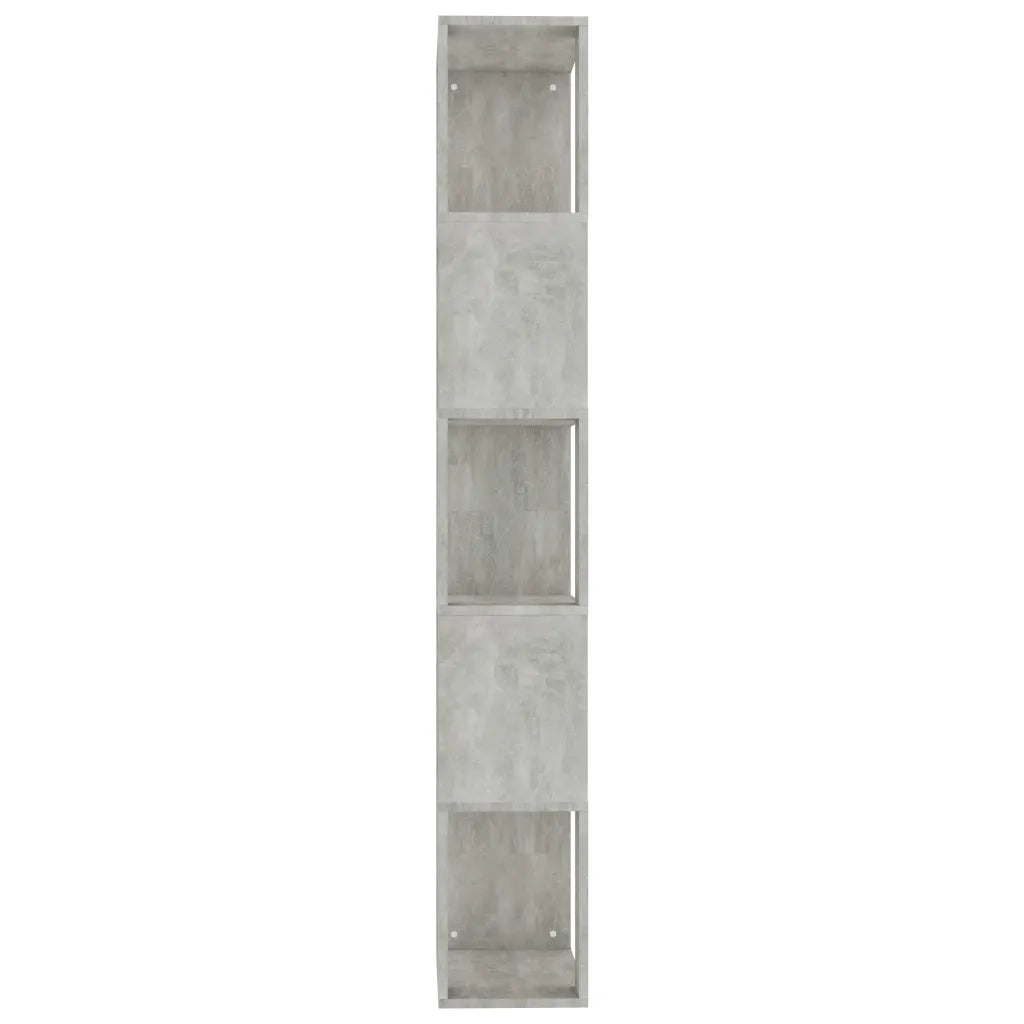 Libreria Divisorio-Scaffale per Libri-Mobile di Stoccaggio Grigio Cemento 45x24x159cm Legno Multistrato