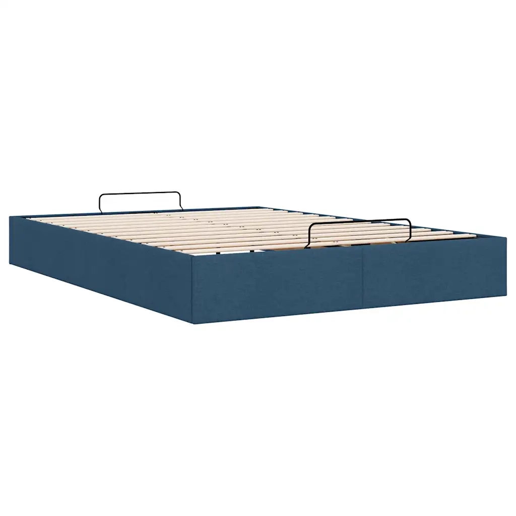 Struttura Letto Pouf senza Materasso Blu 140x190 cm in Tessuto