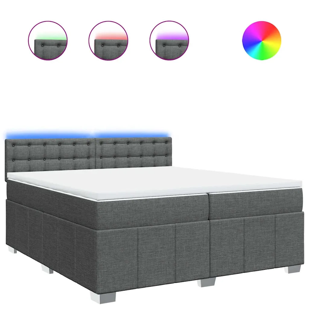 vidaXL Giroletto a Molle con Materasso Grigio Scuro 200x200 cm Tessuto