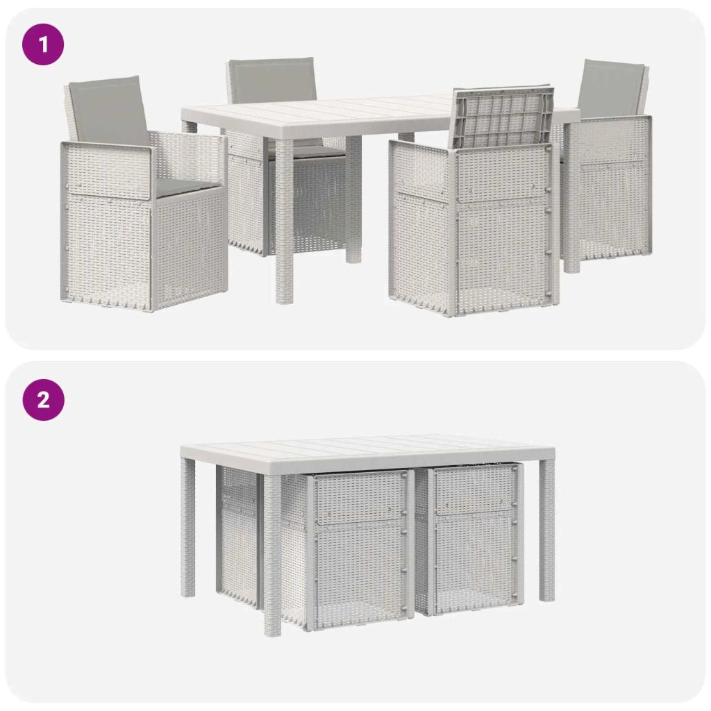 Set da Pranzo per Giardino 5 pcs Bianco e Grigio Chiaro PP 3430066