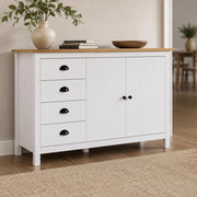 Sideboard Hill White 130x40x80 Cm Solid Pine