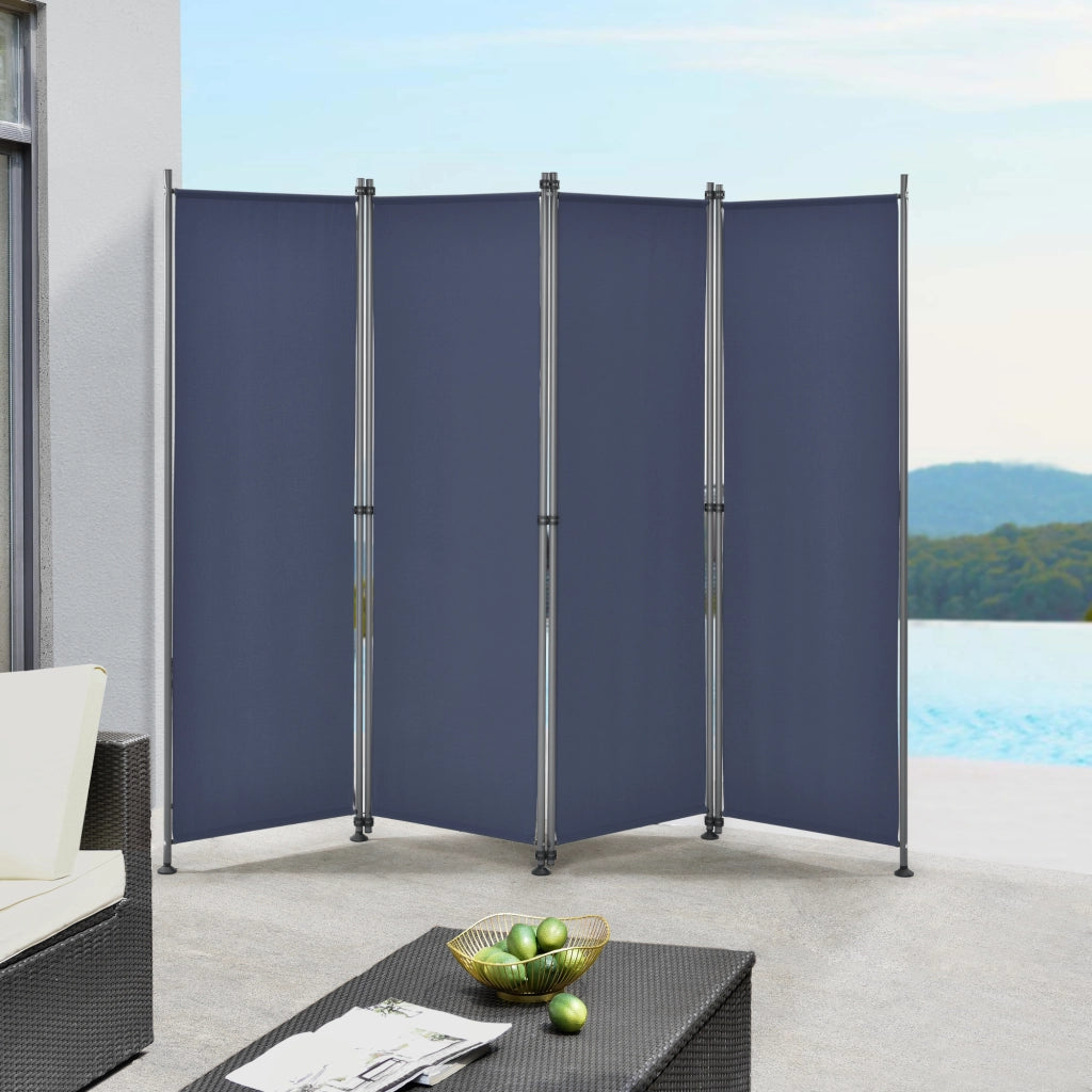 Paravento Modica a 4 Pannelli Parete Divisorio con Struttura Pieghevole (AxL) 170x215 cm - Blu Scuro pro.tec