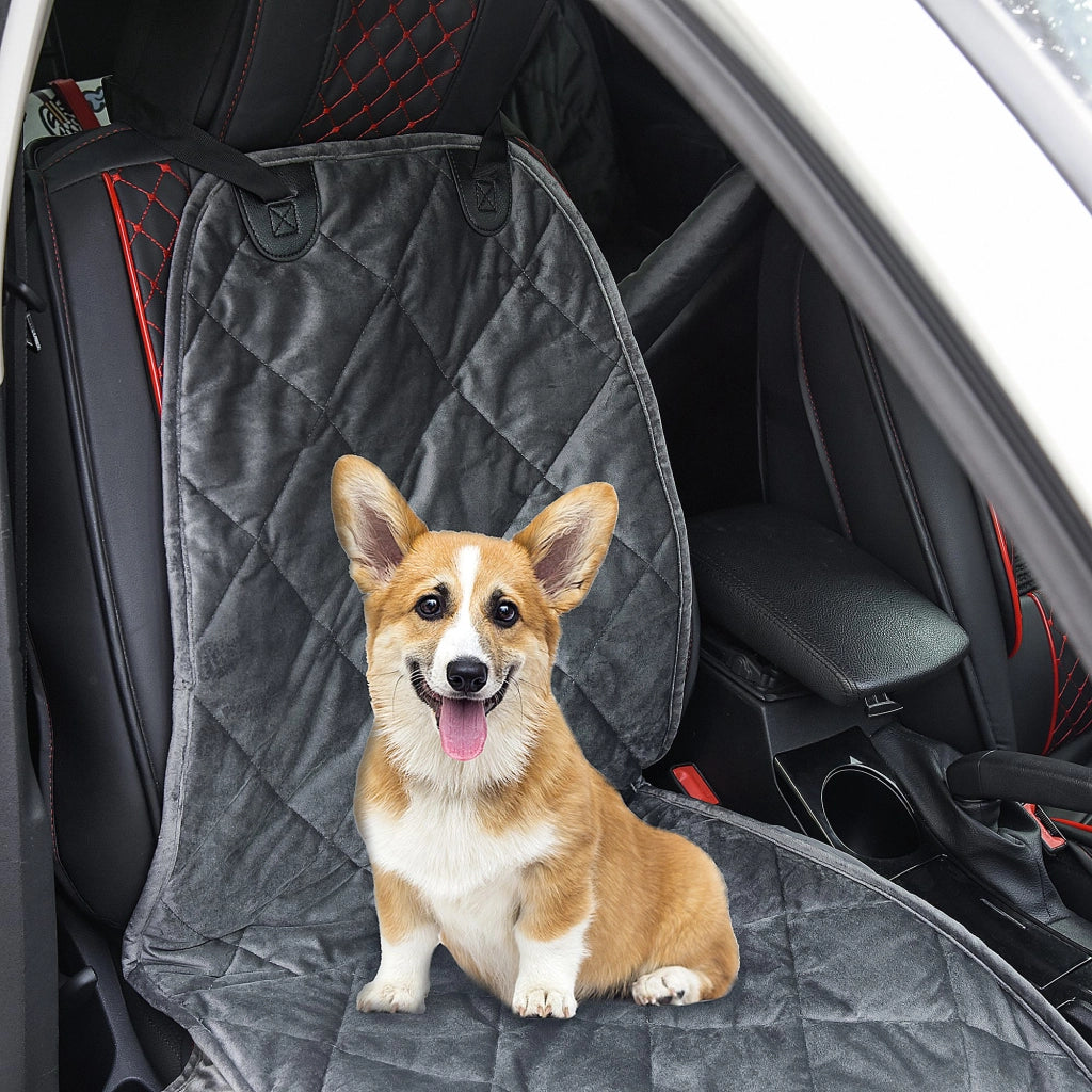 Coprisedile Anteriore Auto per Cani ¨C Xylo ¨C Antiscivolo con Ancoraggio 105x46 cm Grigio