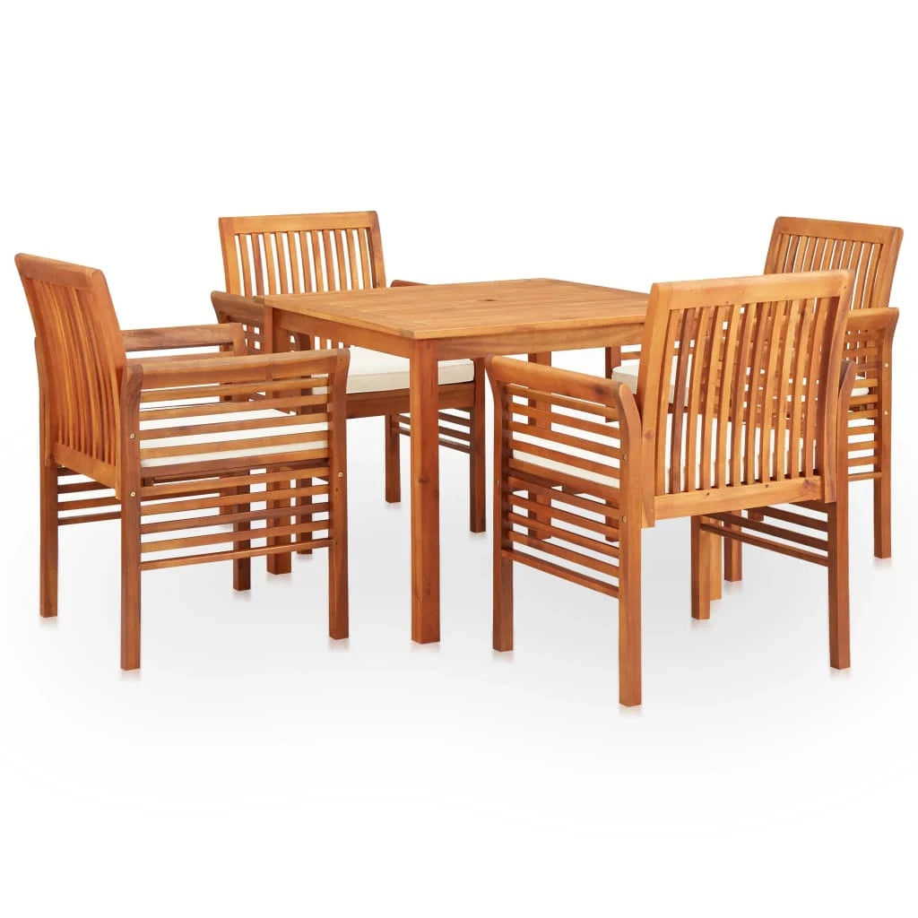 Set da pranzo da esterno 5 pezzi e cuscini legno massello di acacia 02_0014657