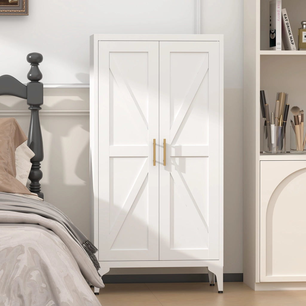 ARMADIO PORTAOGGETTI A 2 ANTE 117x37x15,5 cm Metallo Bianco