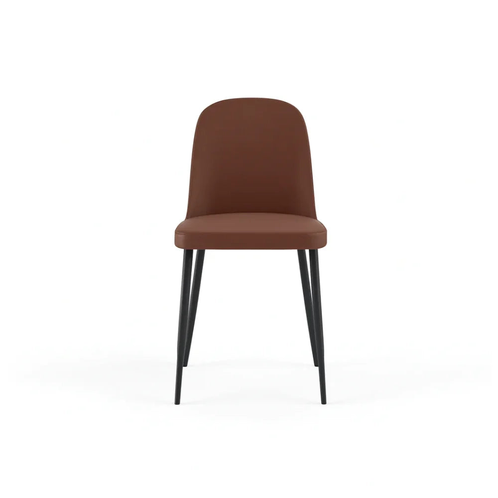 Set di 4 sedie da pranzo imbottite in tessuto soft touch effetto velluto bordeaux Gaelia con struttura in metallo facili da pulire | Duzzle
