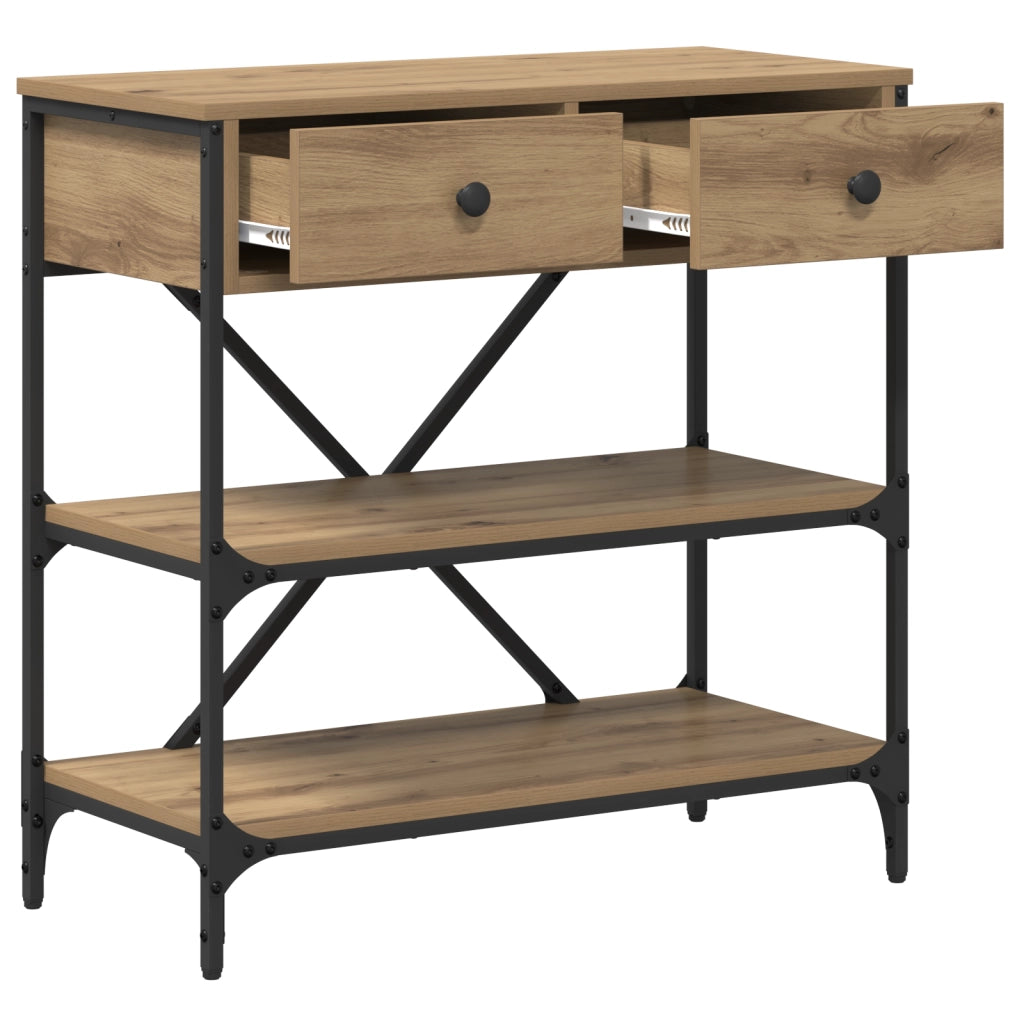 Tavolo Consolle Rovere Artigianale 75x34.5x75 cm Legno ingegnerizzato