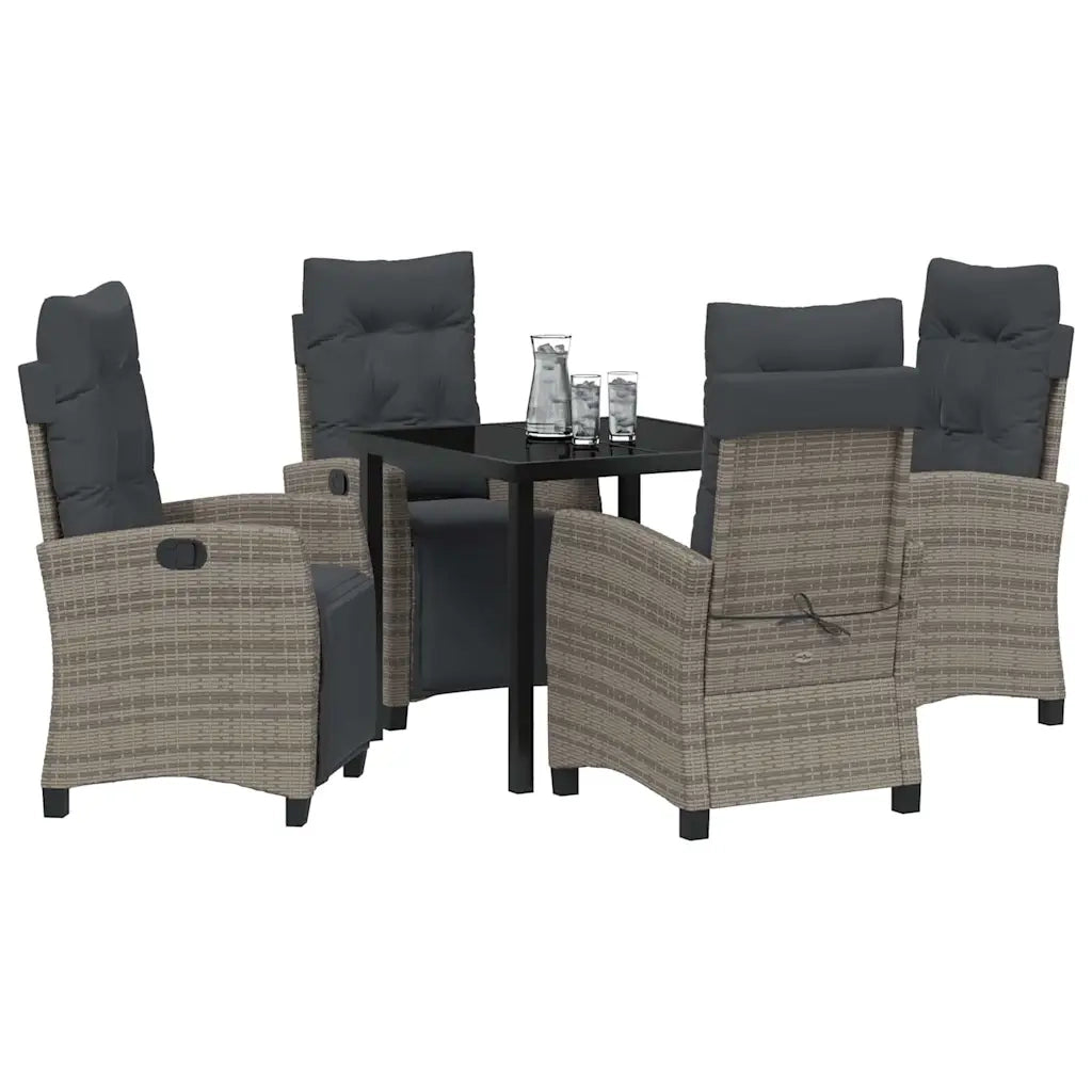 Set da Pranzo per Giardino con cuscino 5 pcs Grigio polyrattan 3380436