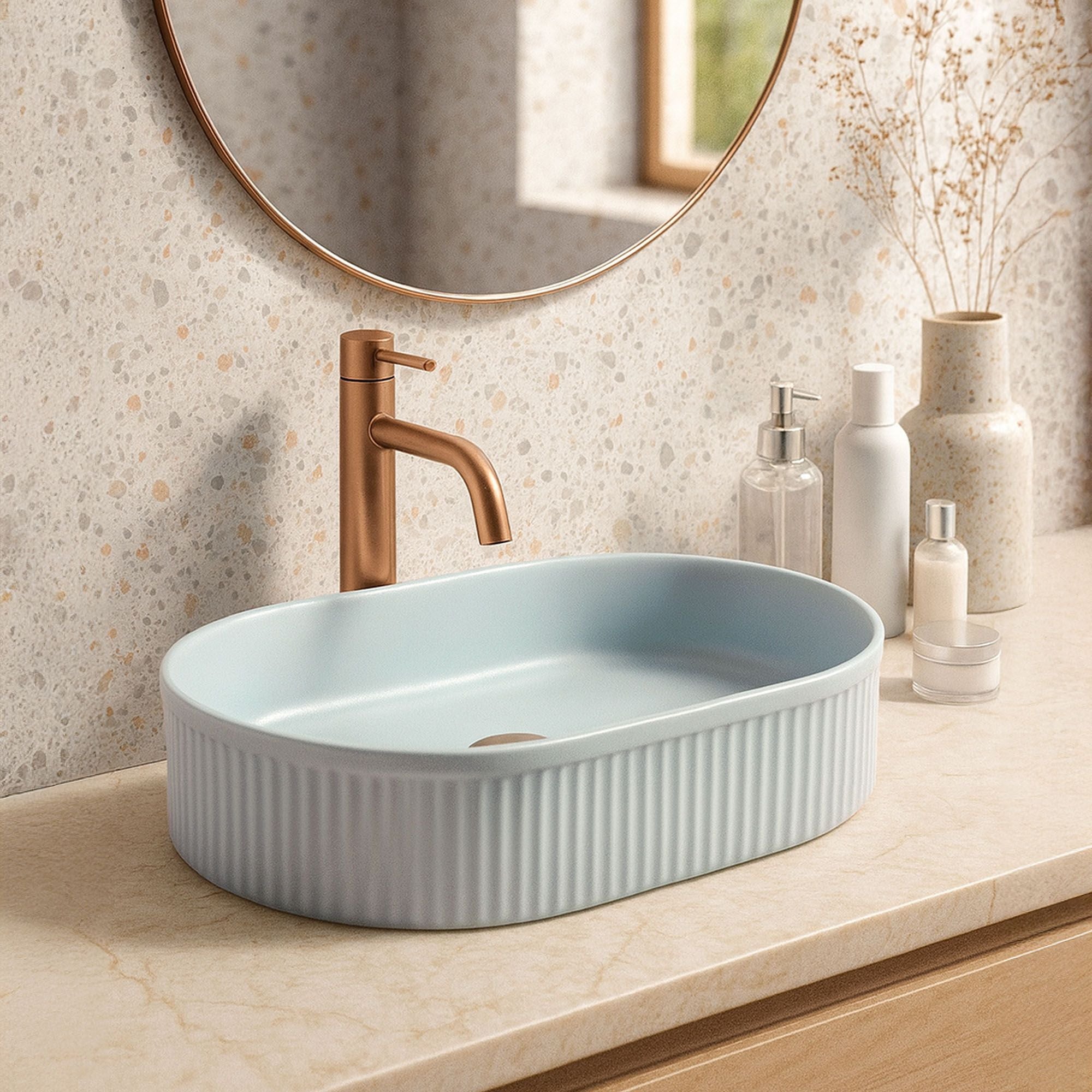 Lavabo Da Appoggio Rea Vanda Baby Blue Matt