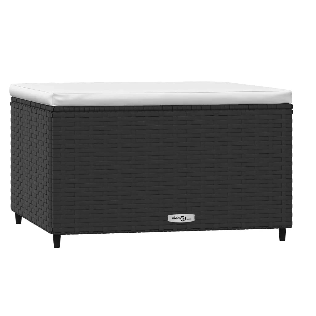Poggiapiedi da Giardino con Cuscini in Polyrattan Nero CFW7021676