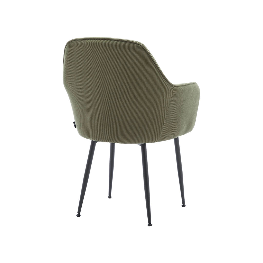 Set di 4 poltrone in velluto a coste con gambe in metallo nero opaco,