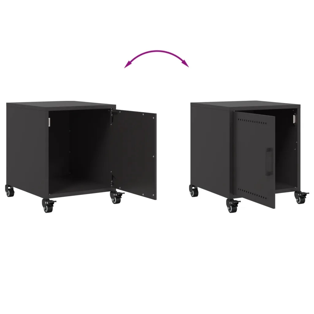 Comodini 2 pz-Set di 2 Tavolino da notte Neri 36x39x43,5 cm in Acciaio 198505