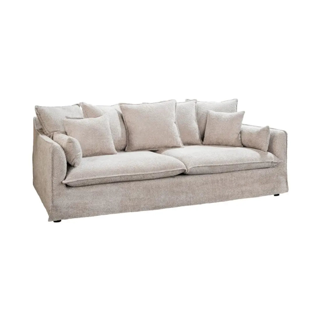 Divano dritto KALIA – Tessuto bouclé beige champagne – 3 posti – Stile contemporaneo
