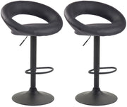 Set di 2 sgabelli da bar Olinda in finta pelle grigio,nero