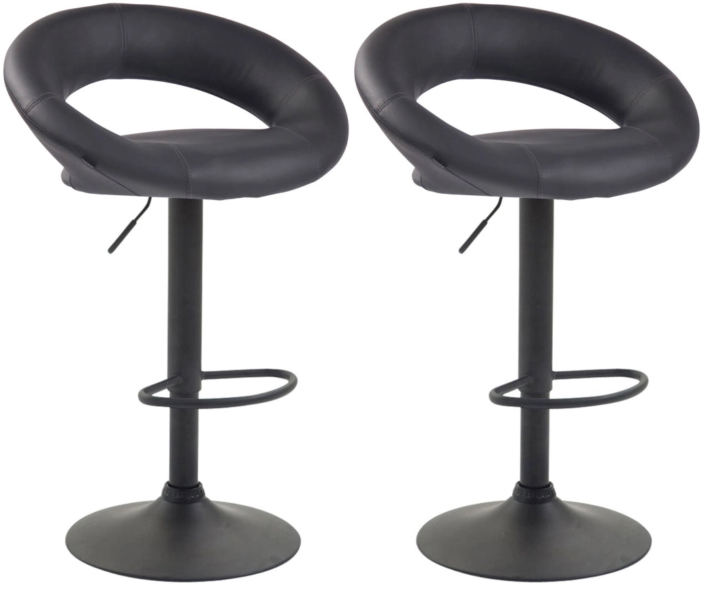 Set di 2 sgabelli da bar Olinda in finta pelle grigio,nero