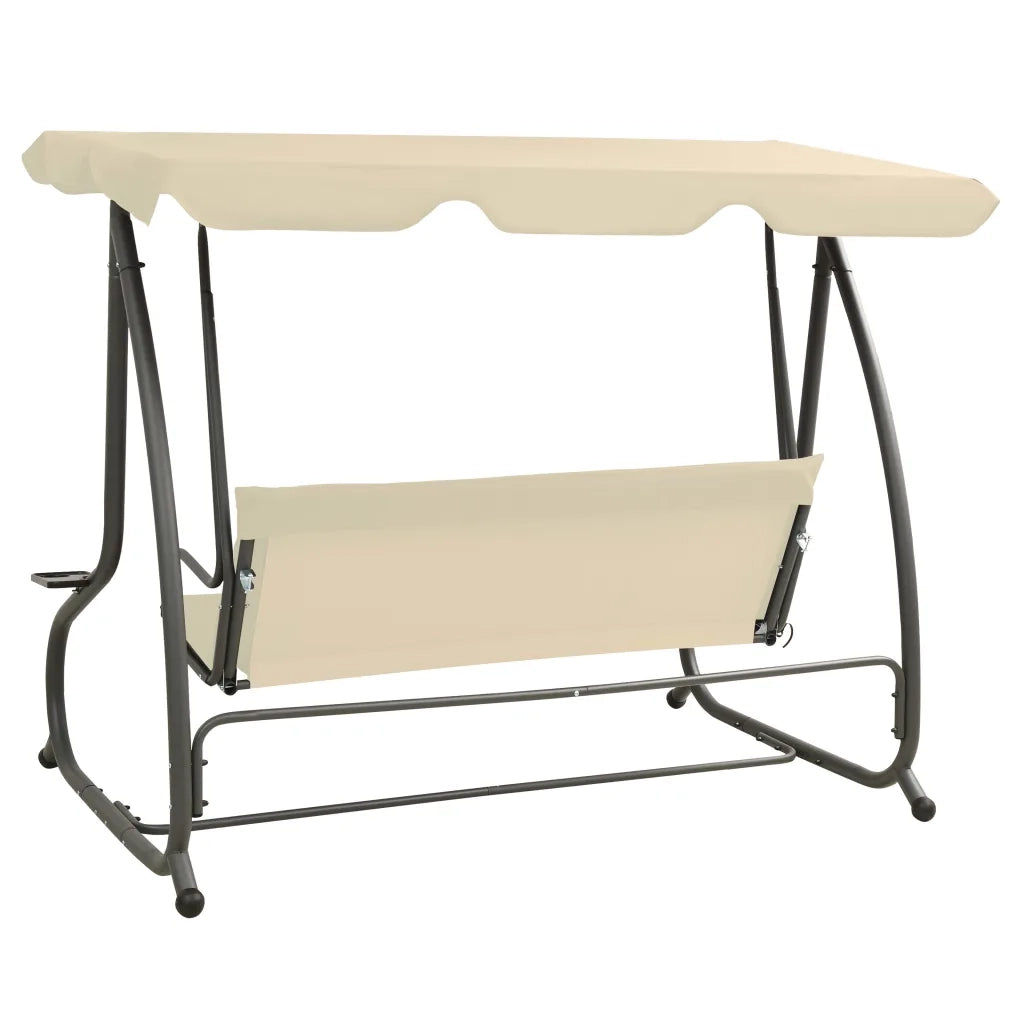 Panchina a Dondolo da Giardino con Baldacchino Bianco Sabbia cod mxl 39992