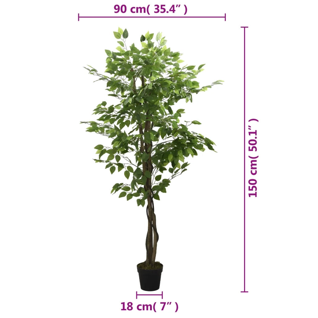 Albero di Ficus Artificiale 756 Foglie 150 cm Verde 359017