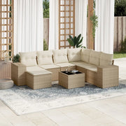 Set Divano da Giardino 8 pz con Cuscini Beige in Polyrattan 3255245