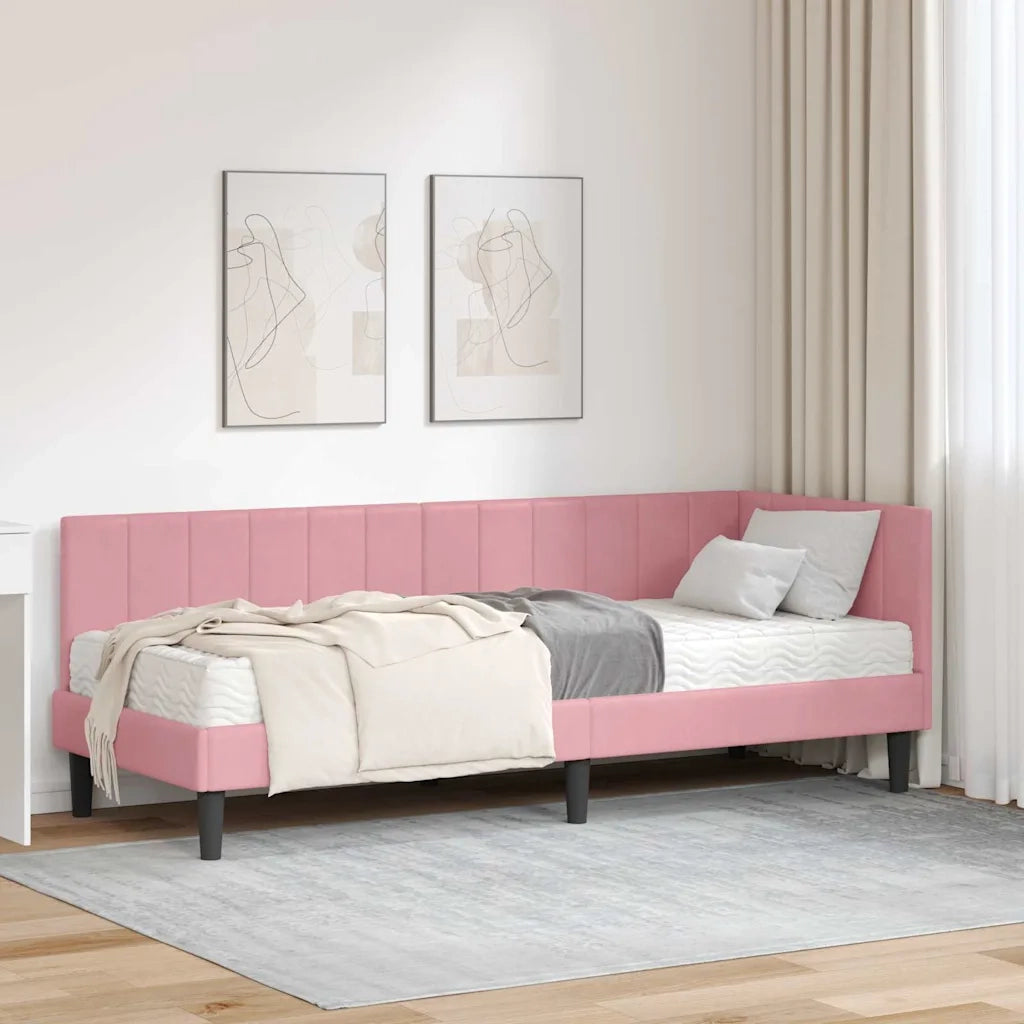 Struttura Letto Angolare con Materasso 2 pcs Grigio Velluto