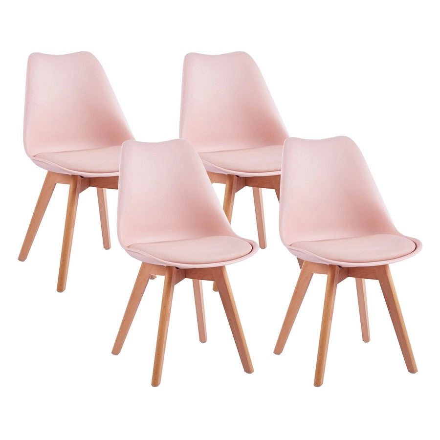 Set 4 Sedie 53,5x48,5x83 cm in Polipropilene e Similpelle Candice Rosa