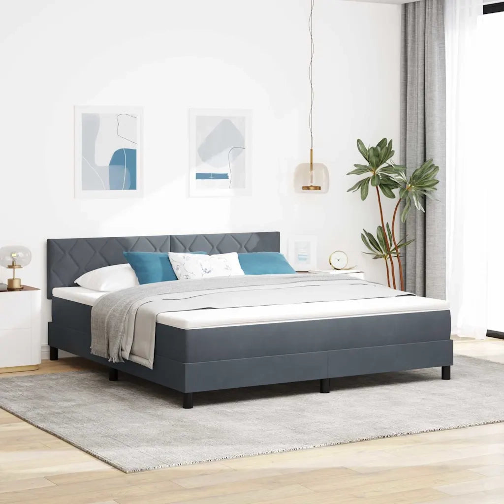 Letto a molle con materasso Grigio scuro 180 x 200 cm Velluto 3339255