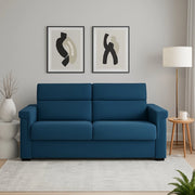 Cantu, Divano Fisso 3 Posti Sfoderabile Made in Italy, 225x95 cm blu