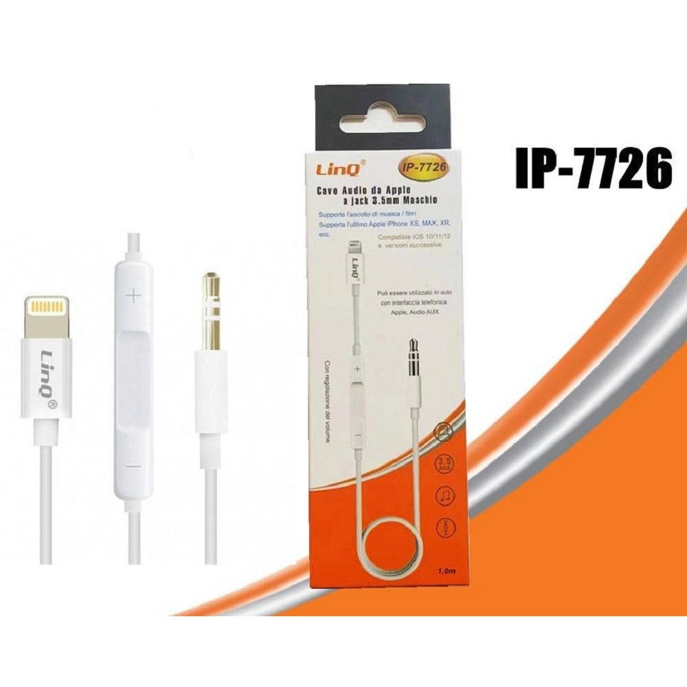 Trade Shop - Cavo Adattatore Audio Da Lightning Iphone A Aux Jack 3,5mm Maschio 1mt Ip-7726 -