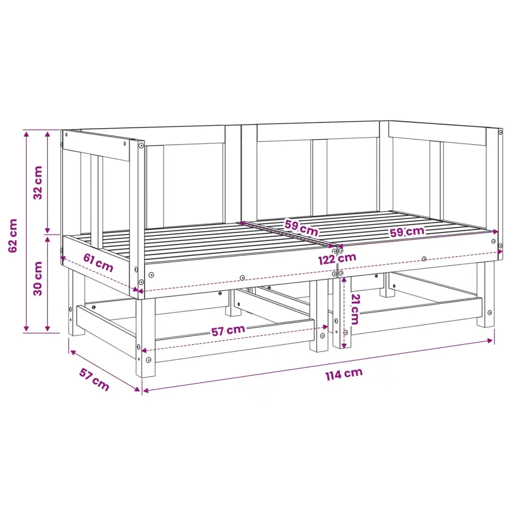 Divani Angolari da Giardino 2pz Ambra in Legno Massello di Pino 825397