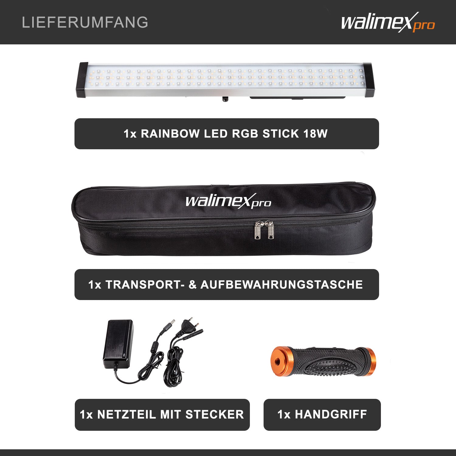 Rainbow Tubo LED fotografia RGB, barra luminosa da 18 W, luce da studio fotografico dimmerabile e bicolore, controllo tramite app