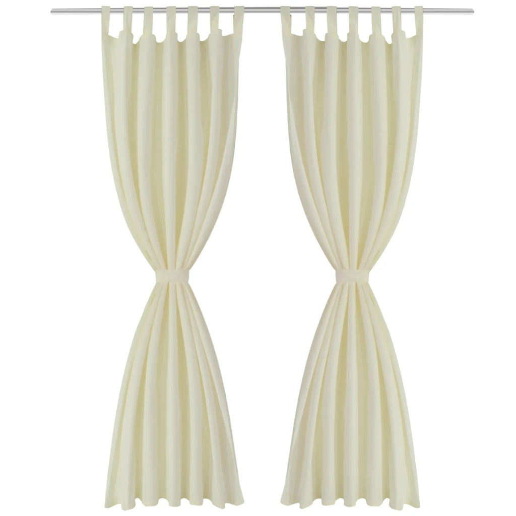 Set di 2 tende in micro raso color crema con passanti 140 x 245 cm decorazione per finestra 4002015