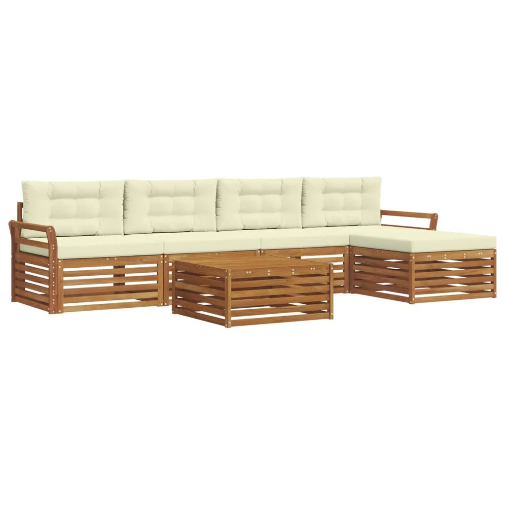 Set di divani da esterno con cuscino 6 pcs Naturale e Crema