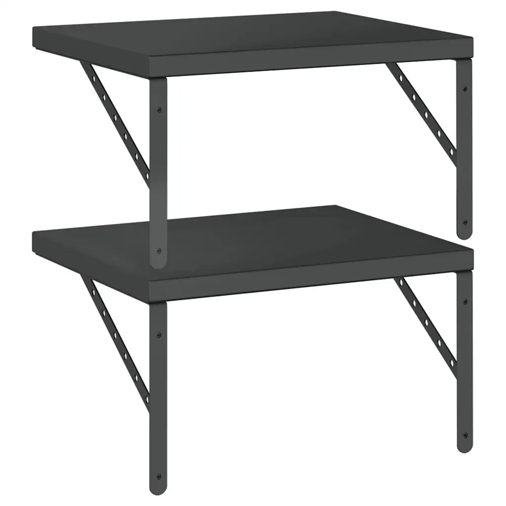 Mensole a Muro 2 pz 50x40 cm Nero in Acciaio Inossidabile 3214517