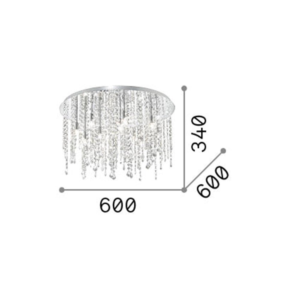 Plafoniera Classica Royal Metallo-Cristallo Cromo 12 Luci G9 3W 3000K Luce Calda