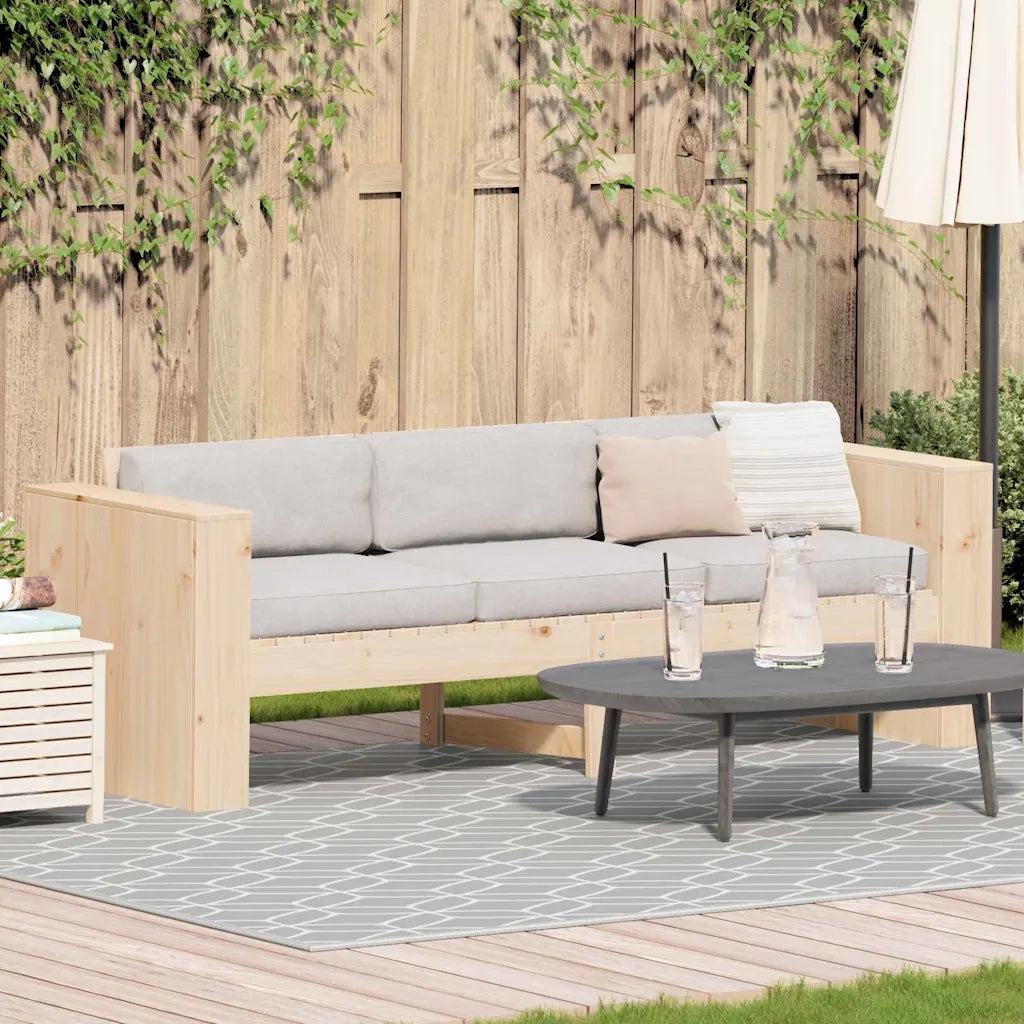 Divano da giardino-Sofa da Giardino-Divano da esterno Naturale 185,5 x 60 x 62 cm Pino massello