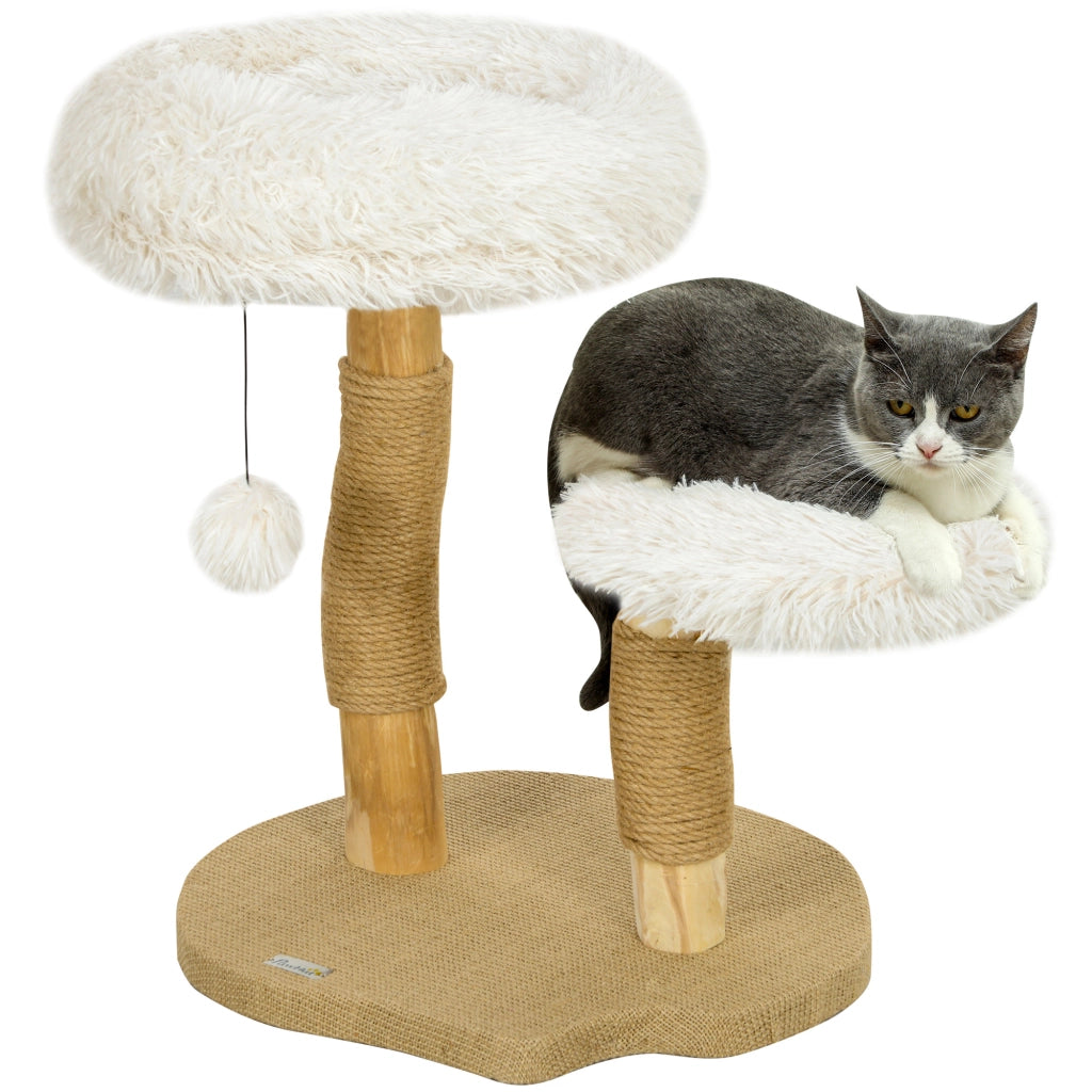 Albero tiragraffi per gatti con letto e piattaforma ¨C zephmum ¨C bianco 61.5 cm