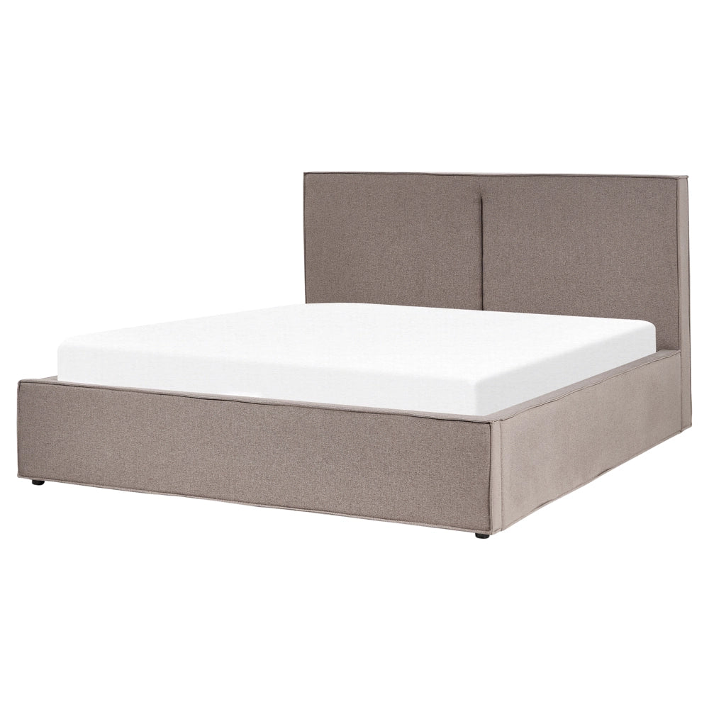 Letto king size 160 x 200 cm Grigio Tortora Rivestimento in tessuto Ottomana di contenitore Telaio a doghe Camera da letto moderna contemporanea