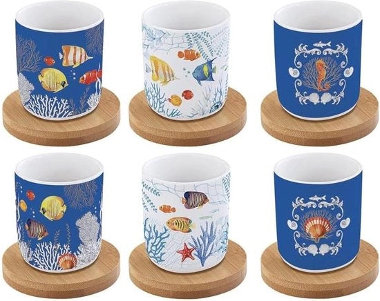 Set di tazze per caffè 11cl - piatto per porcellana - 6 pezzi