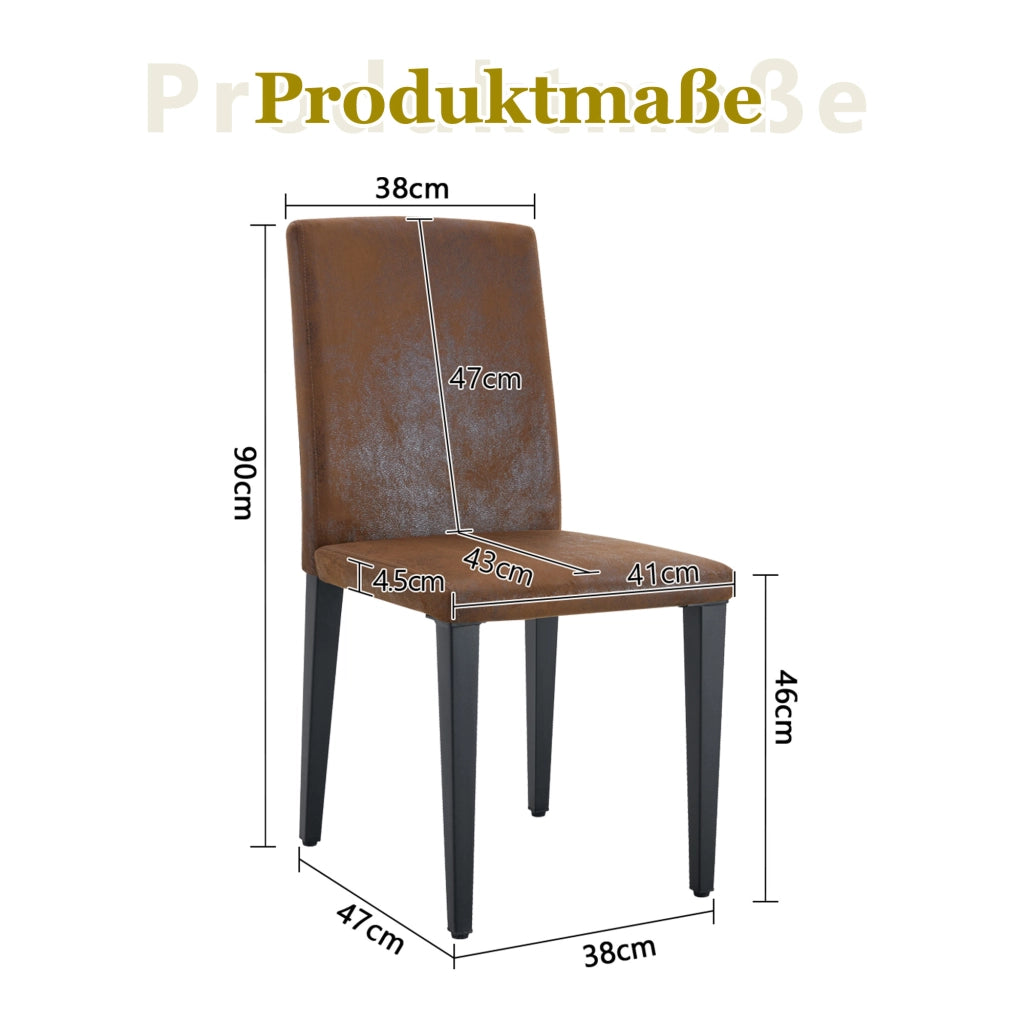 Sedia da pranzo Set di 2 schienale ergonomico e piedini antiscivolo in tessuto metallo Marrone Nero