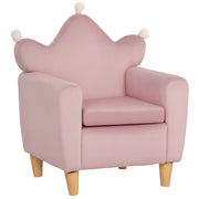Poltrona per Bambini in Tessuto Effetto Velluto Rosa con Schienale a Corona, 50.2x41.9x57.8 cm