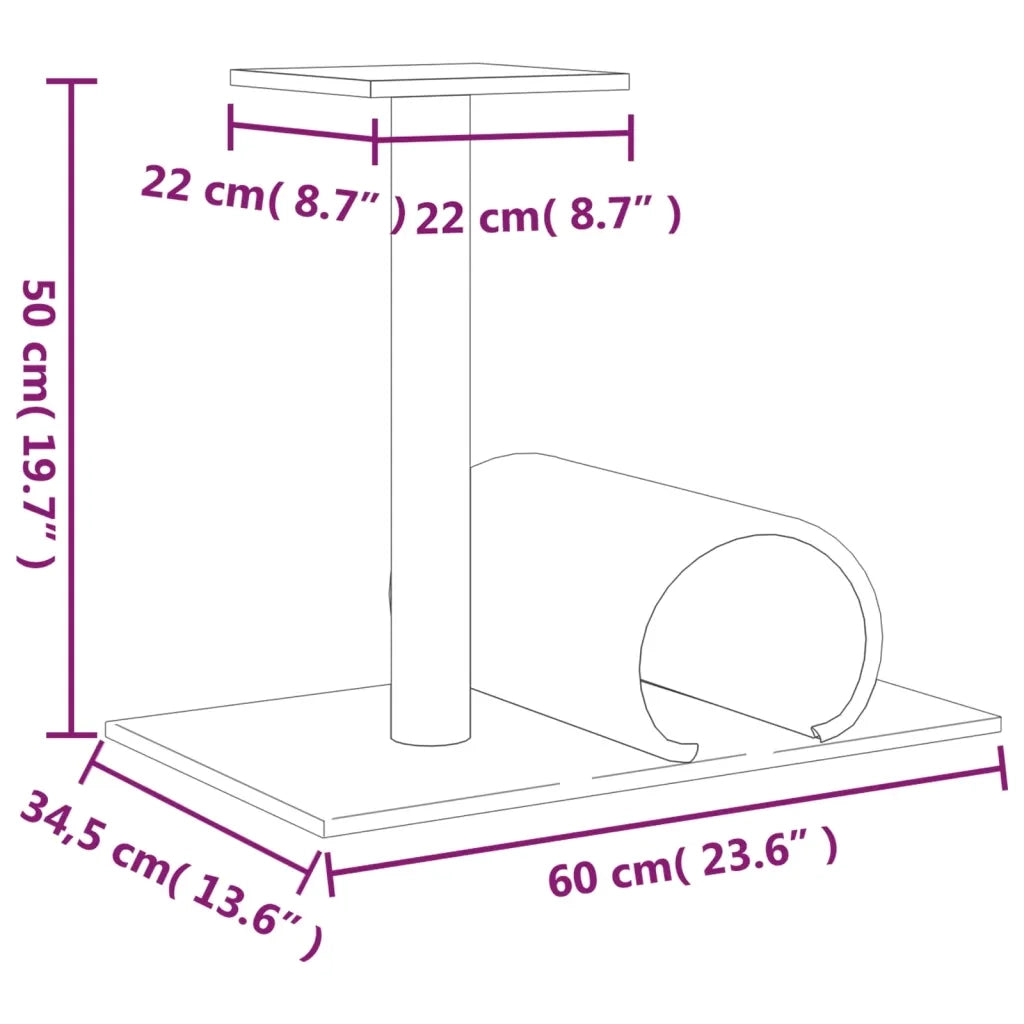 Palo Tiragraffi per Gatti con Tunnel Crema 60x34,5x50 cm cod mxl 20575