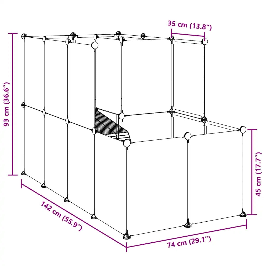 Gabbia per Piccoli Animali Trasparente 142x74x93cm PP e Acciaio CFW3709242