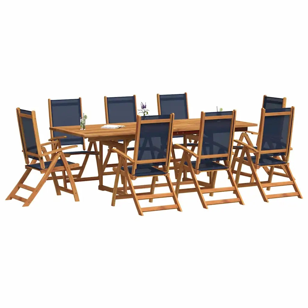 vidaXL Set Pranzo da Giardino 9pz Legno Massello di Acacia e Textilene