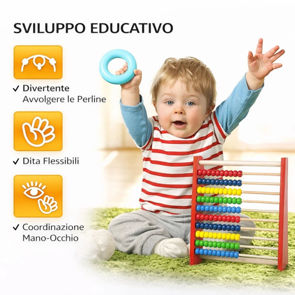 Pallottoliere Abaco per Bambini in Legno Gioco Educativo Palline Colorate, Colore Casuale 53566