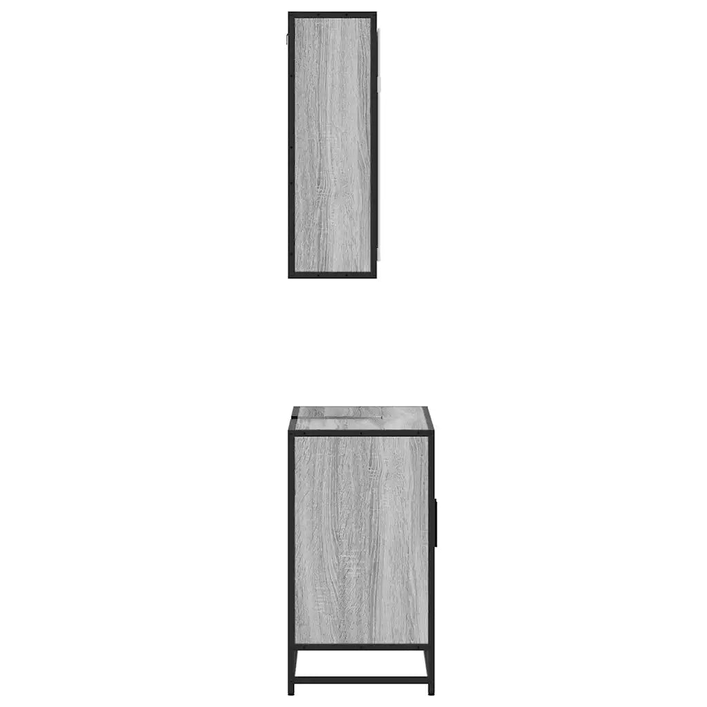 Set Mobili da Bagno 2 pz Grigio Sonoma in Legno Multistrato