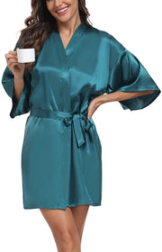 Kimono da camera per donne con cintura, camicia da notte, abito da sposa, abito da sera, abito da camera, abito da bagno, kimono con cintura, kimono con V dietro, kimono con cintura per donne, kimono con cintura per ragazze