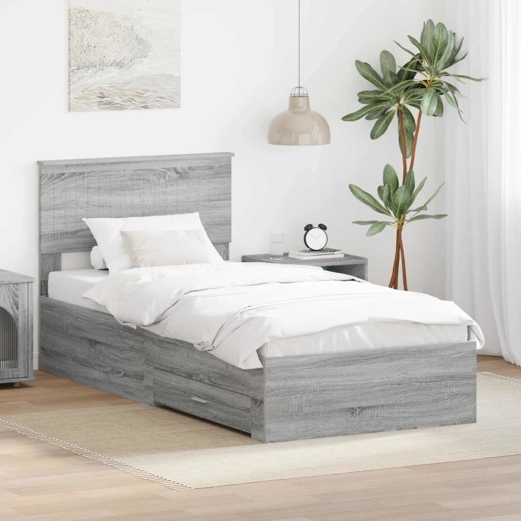 Struttura del letto Grigio Sonoma 90 x 190 cm Legno multistrato