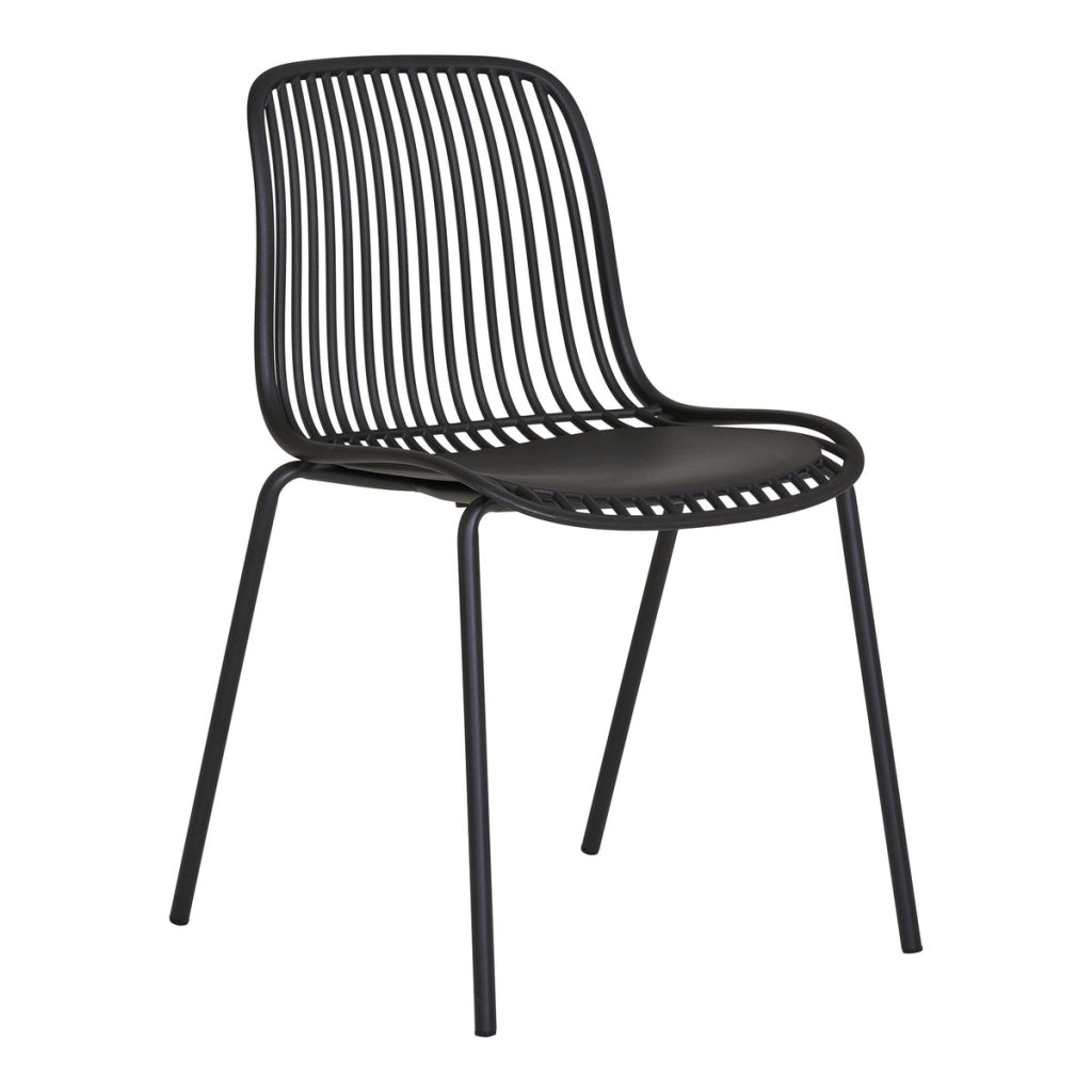 Set di 4 Sedie da Giardino Branson, Nero, Plastica, 55x46,5x82 cm