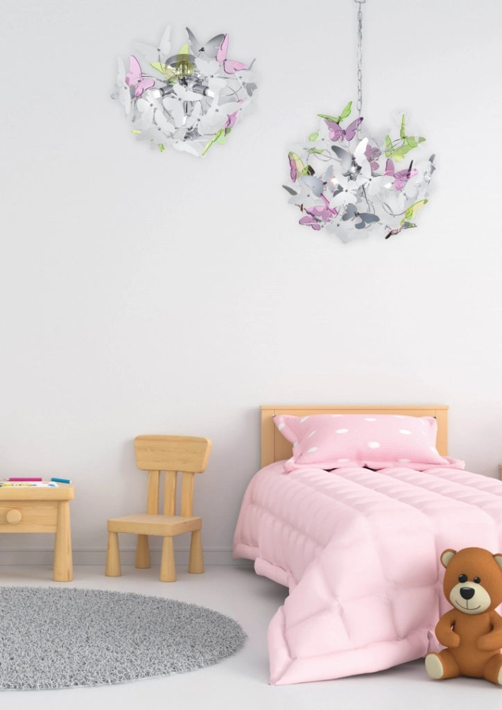 Plafoniera con farfalle, metallo, multicolor, D 45 cm, Butterfly